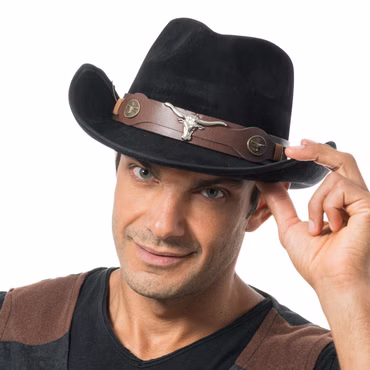Cowboyhut Damen Herren mit Deko Cowboy Hut Western Film Karneval Fasching