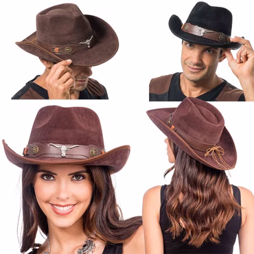 Cowboyhut Damen Herren mit Deko Cowboy Hut Western Film Karneval Fasching