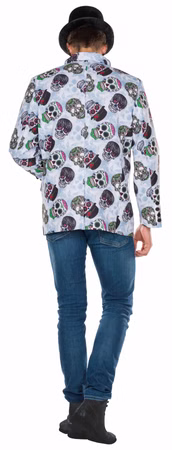 Halloween Jacke Herren Skull Blazer bunte Totenköpfe Halloween Motto Karneval