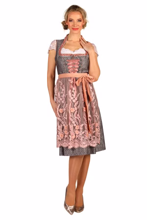 Dirndl Damen midi Trachtenkleid incl. Spitzenschürze Gr.44-54 Bierfest Karneval 