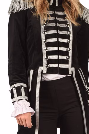 Uniform Jacke Damen Herren Zirkus Pirat Garde schwarz/silber Karneval Fasching