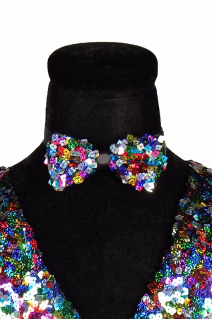 bunte Pailletten Fliege Schleife gebunden Zirkus Karneval Fasching Halloween