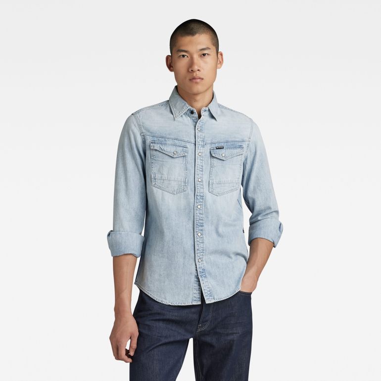 ТОНКАЯ ДЖИНСОВАЯ РУБАШКА ИЗ НЕОБРАБОТАННОГО ДЕНИМА G-STAR Herren Jeanshemd