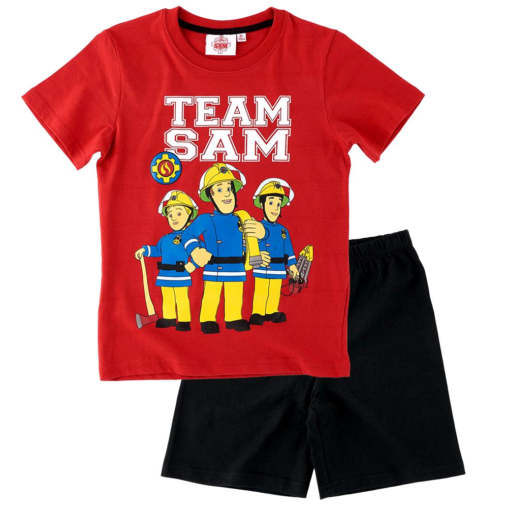 Schlafanzug KurzFeuerwehrmann SamGröße 92-140Kinder Shorty Pyjama