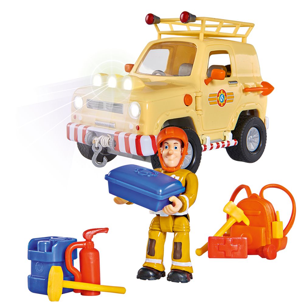 Fahrzeug Tom S 4x4 Gelandewagen Feuerwehrmann Sam Mit Licht Figur Sam Kinderspieleland Spielwaren Und Lizenzartikel Fur Kinder