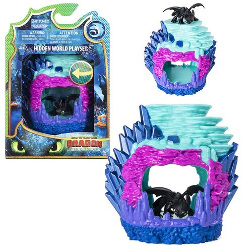 Dragons 3 Geheime Welt Spielset Light Fury UV Licht Schwarzlicht Höhle