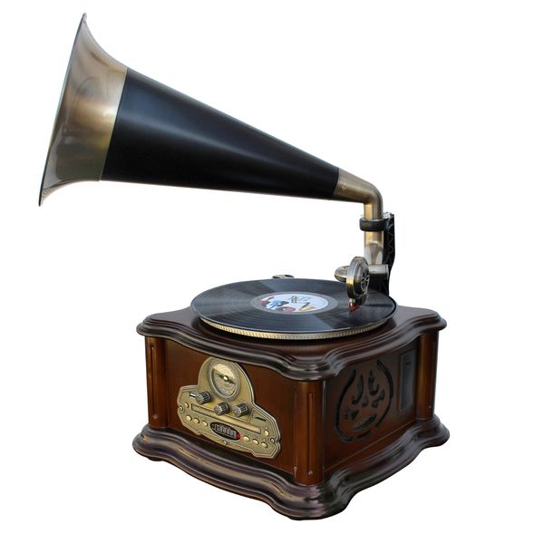 Soundmaster NR917 Retro Plattenspieler Grammophon UKW-Radio CD-Player Kassette USB SD Bluetooth Encodingfunktion