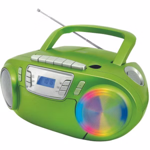Soundmaster SCD5800GR tragbarer CD-Player Radiorecorder Kassettenrekorder USB AUX LED-Licht Karaoke inklusive Mikrofon Farbe Grün