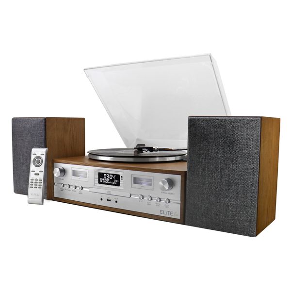 Soundmaster Eliteline PL895 Retro HiFi-Anlage Audio Technica Plattenspieler DAB+ Radio CD USB MP3 Bluetooth Encoding