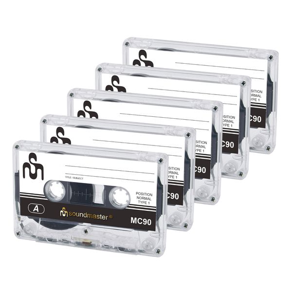 Soundmaster MC905P Leerkassetten Audiokassetten Kompaktkassetten 5er-Pack (IEC1-Normal 90 Minuten) 