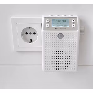 Soundmaster DAB60WE Steckdosenradio Bewegungsmelder DAB+/UKW Bluetooth eingebauter Akku Duschradio