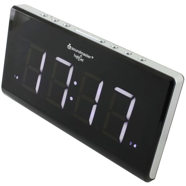 Soundmaster HighLine UR8400 Radiowecker Uhrenradio Jumbo-LED-Display dimmbar abschaltbar Alarm UKW PLL-Radio 2 Weckzeiten Gangreserve
