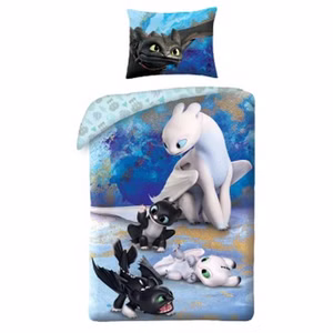 DRAGONS Bettwäsche Set HTTD-6050BL 140 x 200 + 70 x 90 cm Baumwolle Bio zertifiziert
