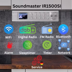 Soundmaster IR1500SI Küchenradio Internetradio Unterbauradio Netzwerkplayer WLAN DAB+ UPNP Bluetooth