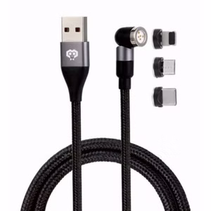 MonkeyTEC 3 in 1 Magnetisches Ladekabel mit Schnellladefunktion und Datenübertragung 540° drehbar für iPhone/Micro-USB/USB-C