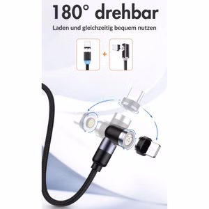MonkeyTEC 3 in 1 Magnetisches Ladekabel mit Schnellladefunktion und Datenübertragung 540° drehbar für iPhone/Micro-USB/USB-C