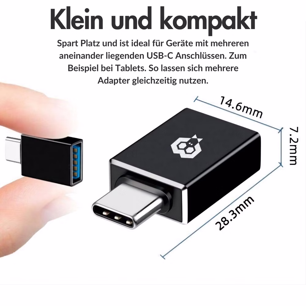 MonkeyTEC USB-C zu USB 3.0 Adapter Mini für Macbook, iPhone, iPad, Android, Notebook, Laptop und mehr