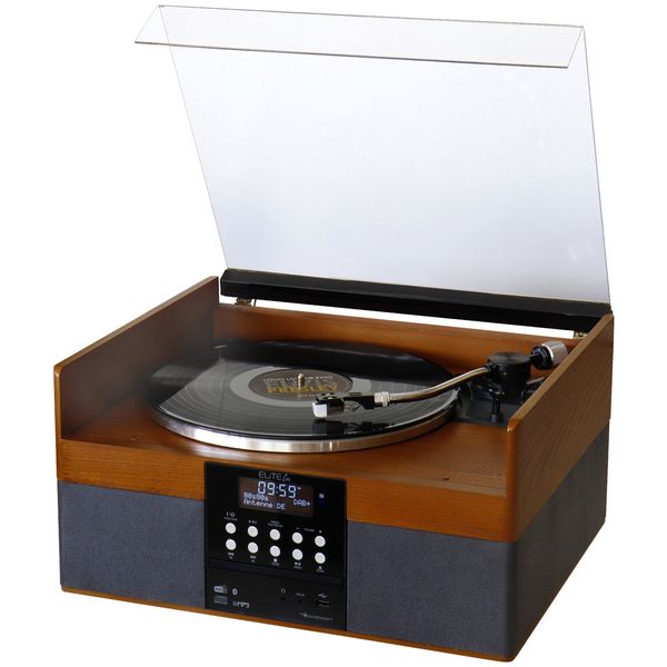 Soundmaster EliteLine PL910 Retro Plattenspieler Kompaktanlage CD-Player Bluetooth DAB+ UKW-RDS Radio USB-Anschluss AUX-Anschluss Encoding-Funktion Audio Technica Magenttonabnehmer