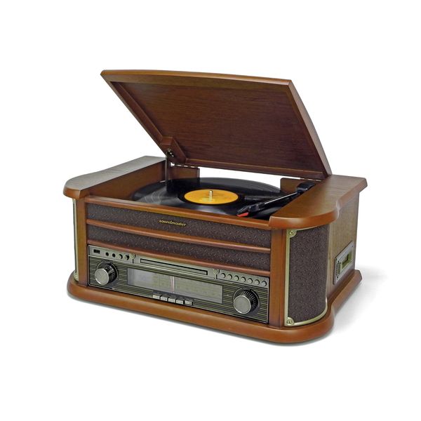 Soundmaster NR560 Nostalgie Stereoanlage Kompaktanlage Plattenspieler CD-Player MP3 USB Encoding Kassettenspieler 75-Ohm Anschluss