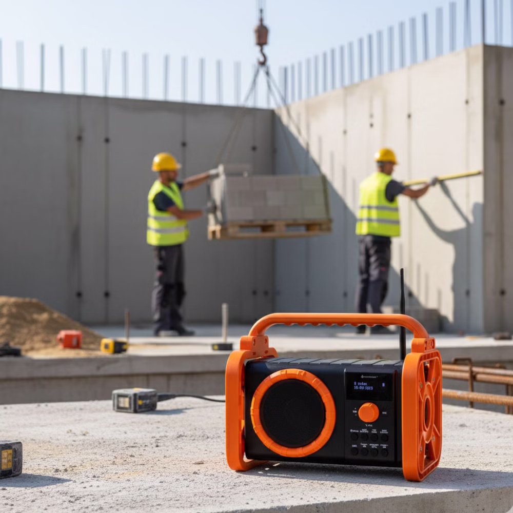 Soundmaster DAB80OR Baustellenradio Gartenradio Digitalradio DAB+ UKW-RDS Bluetooth Li-Ion Akku IP44 staub- und spritzwassergeschützt