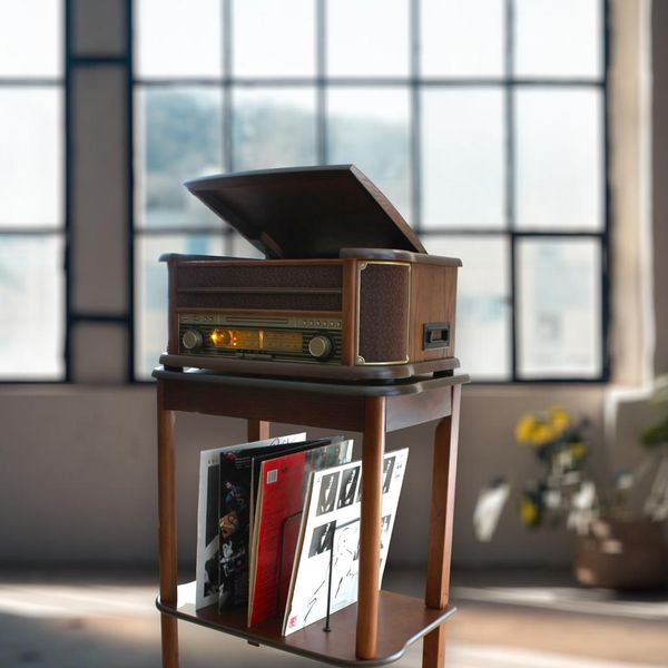 Soundmaster NR560 SET mit Untergestell SF510 Nostalgie Stereoanlage Kompaktanlage Plattenspieler CD-Player MP3 USB Encoding Kassettenspieler 75-Ohm Anschluss