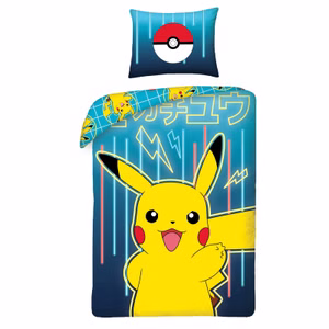 Pokemon Pikachu Bettwäsche Set 140x200 + 70x90 cm 100% Baumwolle Bio zertifiziert PK-182BL