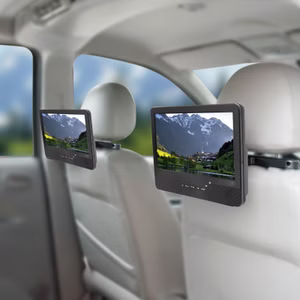 Soundmaster PDB1850SW tragbarer DVD-Player 2 Monitore mit 25,9 cm / 10.1" LCD Bildschirmen 16:9 Kopfhörern Kopfpstützenhalterung Auto Akku 5.000 mAh Fernbedienung