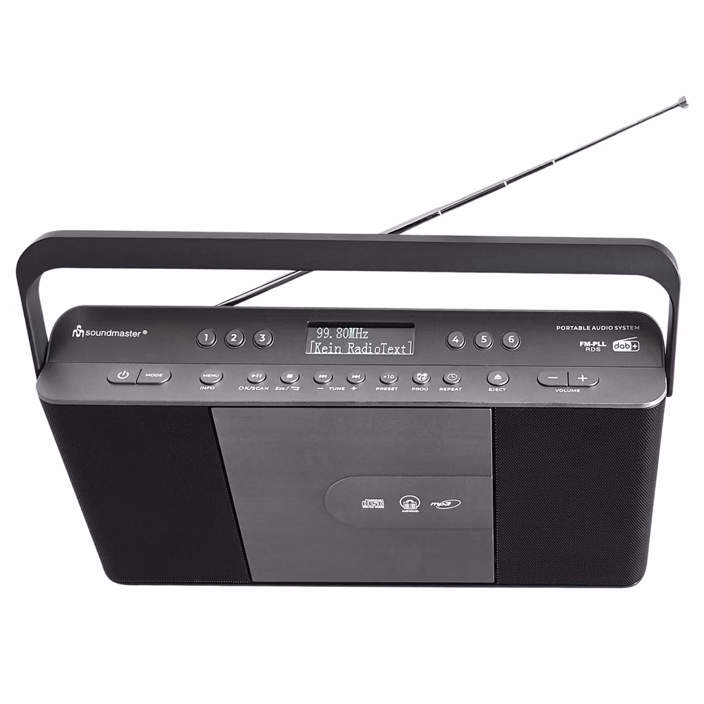 Soundmaster RCD1870SW tragbares Digitalradio mit CD-Player DAB+ UKW-RDS USB Wecker Hörbuch Einschlaffunktion Küchenradio
