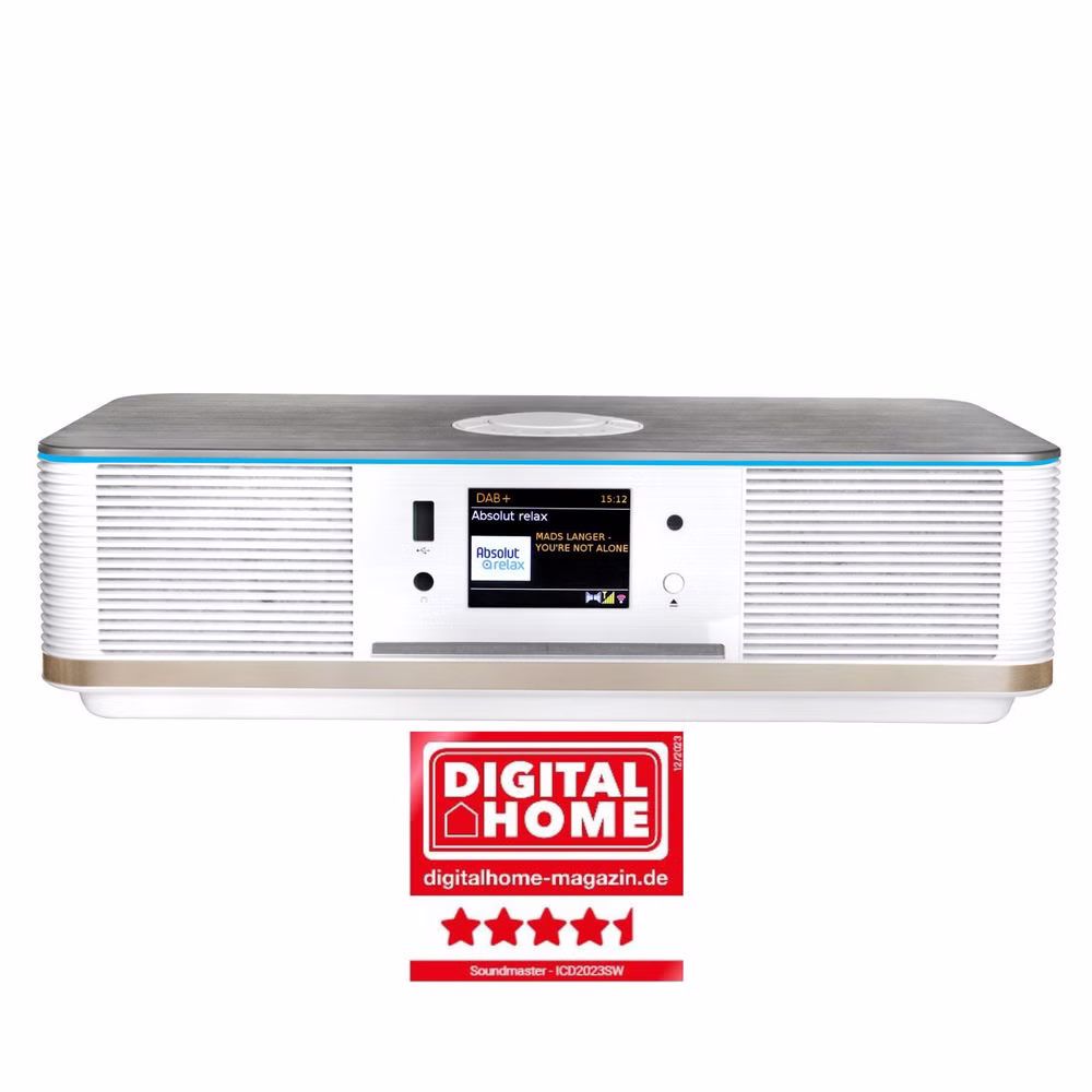 Soundmaster HighLine ICD2023WE Internetradio Kompaktanlage CD-Player WLAN LED Ambientebeleuchung DAB+ Bluetooth USB APP-Steuerung Farbdisplay