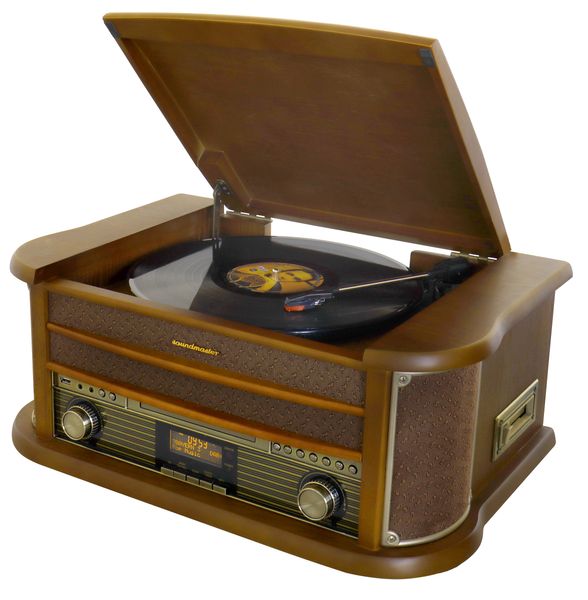 Soundmaster NR565DAB 7-in-1 Nostalgie Stereoanlage Plattenspieler DAB+ CD-MP3 USB Kassette BT Digitalisierung Equalizer