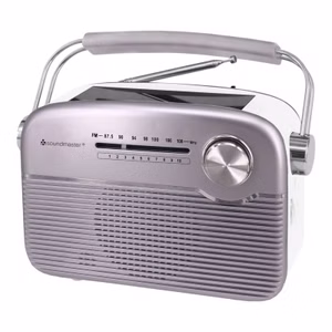 Soundmaster TR480SI tragbares Radio mit Solar und Lithium Akku Retro Nostalgie Kopfhöreranschluss, silber