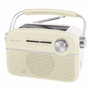 Soundmaster TR480BE tragbares Radio mit Solar und Lithium Akku Retro Nostalgie Kopfhöreranschluss, beige