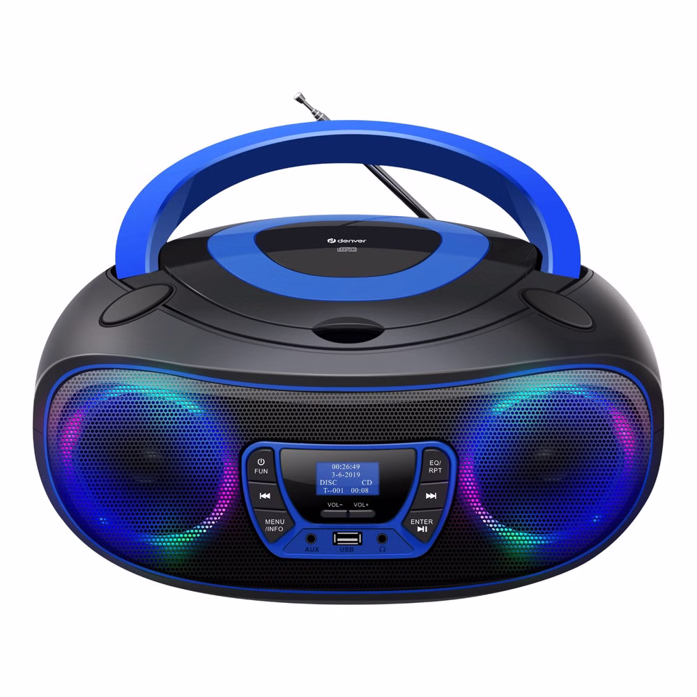 DENVER TDB-212 – DAB+ Boombox mit Bluetooth, CD-Player, AUX, USB, MP3, LED  & Fernbedienung