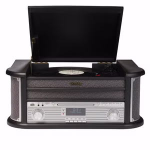 DENVER MRD-51 – Retro Musikcenter mit Plattenspieler, DAB+, Kassette, CD & USB