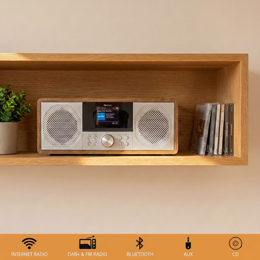 DENVER MIR-270 DW – Elegantes Internetradio Musiksystem mit DAB+, CD, Bluetooth, Equalizer, Wecker & Farbdisplay