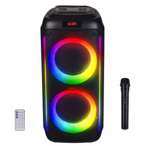 DENVER BPS-458 – Karaoke Bluetooth-Partylautsprecher mit LED-Lichteffekten und Funk Mikrofon, 1000W (100W RMS)