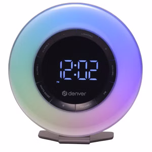 Denver CRL‑342 FM‑Radiowecker mit Lichtsimulation, Dual‑Alarm & USB‑C‑Ladefunktion