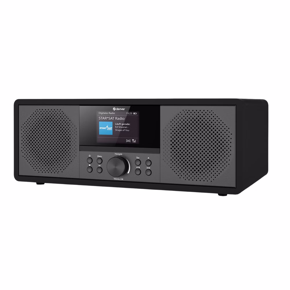 DENVER MIR-270 B – Elegantes Internetradio Musiksystem mit DAB+, CD, Bluetooth, Equalizer, Wecker & Farbdisplay