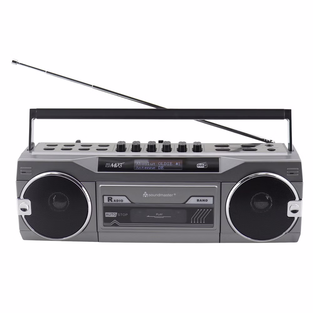 Soundmaster SRR80 Retro Stereo Radiokassettenrekorder mit DAB+/UKW, Bluetooth & USB/SD Aufnahme