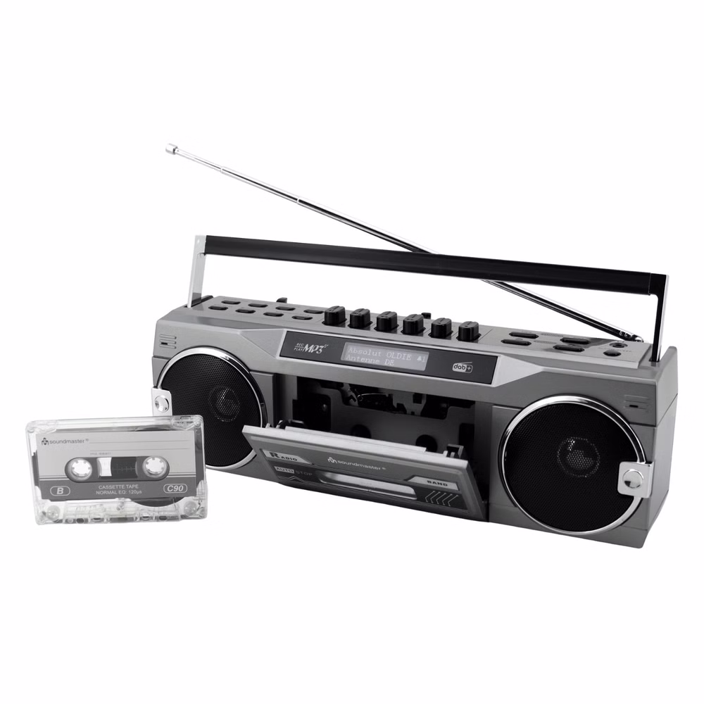 Soundmaster SRR80 Retro Stereo Radiokassettenrekorder mit DAB+/UKW, Bluetooth & USB/SD Aufnahme