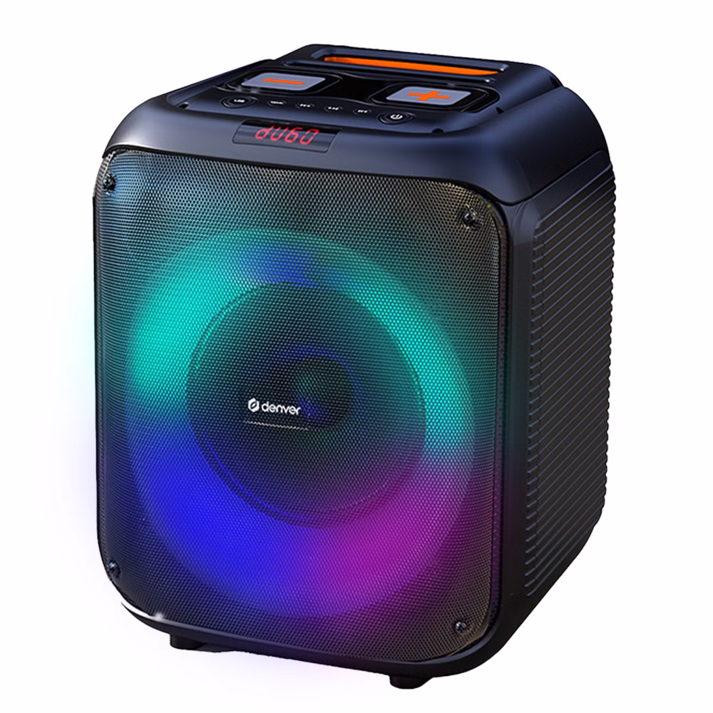Denver BPS-250 Bluetooth Party Speaker mit LED-Lichteffekten, Fernbedienung