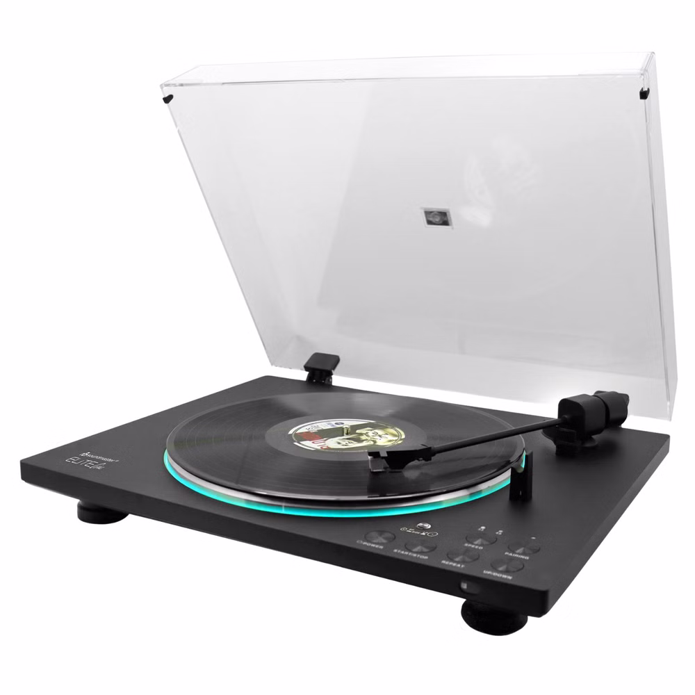 Soundmaster EliteLine PL860SW – Vollautomatischer Plattenspieler mit audio-technica Tonabnehmer, Bluetooth-Sendefunktion, Aluminiumteller & LED-Beleuchtung