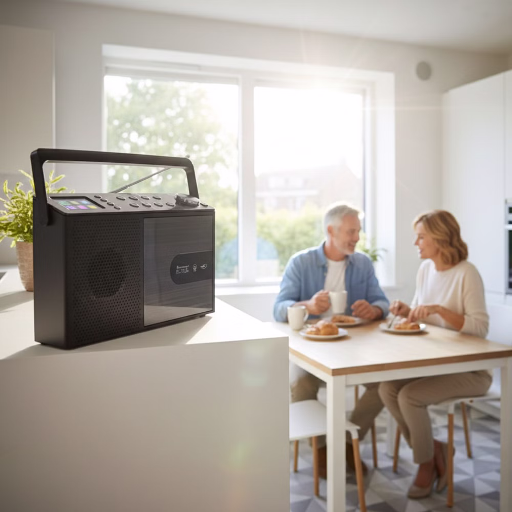 Soundmaster EliteLine RCD1190SW – Digitalradio mit CD-Player, Bluetooth-Empfang, USB-MP3, ASA-Sicherheitsalarm & Weckfunktion