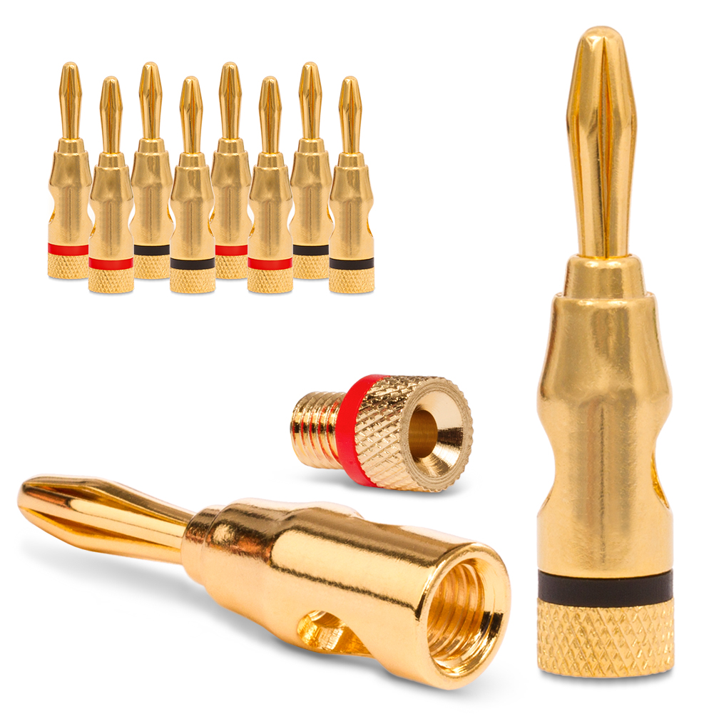 10 Stück Bananenstecker 32A Vergoldet - 4mm Hochstrom Stecker 5 Farben