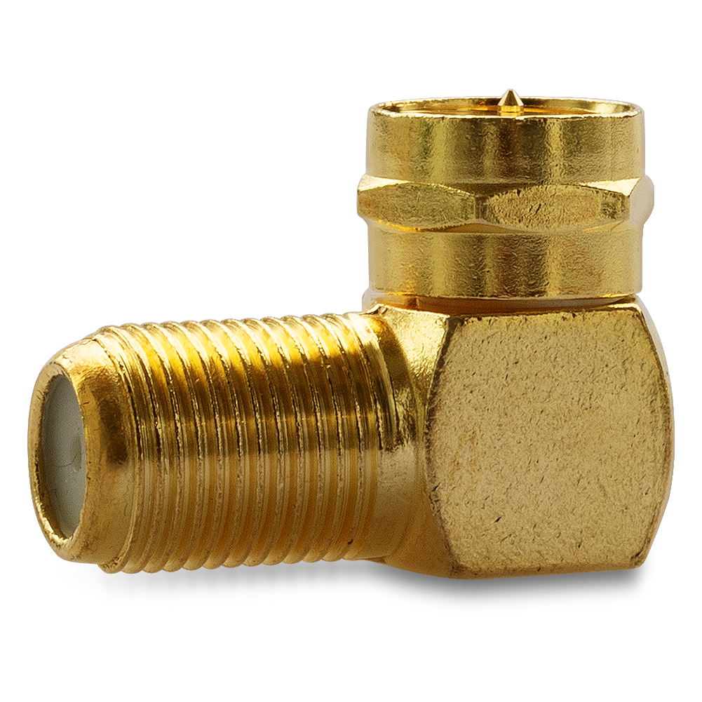 2x F-Stecker 2x SAT 90° F-Winkelstecker Winkel Adapter Buchse Kupplung Vergoldet