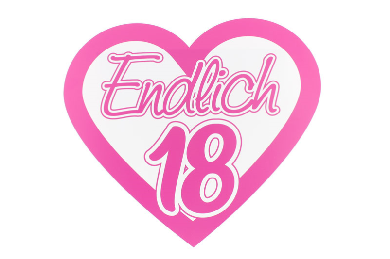 Dekoschild Herz Endlich 18 | Kinkerlitzchen.de