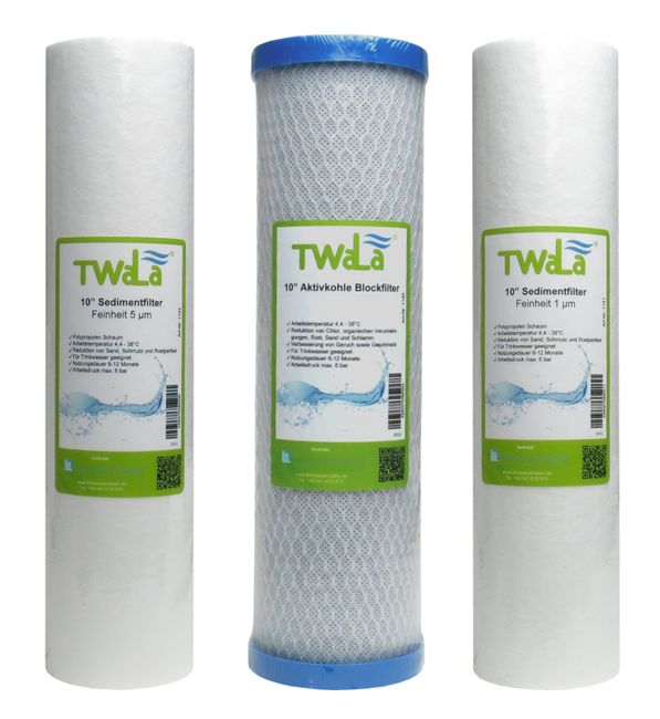 TWaLa 10 Filter Set 3-teilig Trinkwasser Filter für RO Umkehrosmose,  Brunnenwasser, Wasserfilter | Wasserstore | Wasserfilter online zu fairen