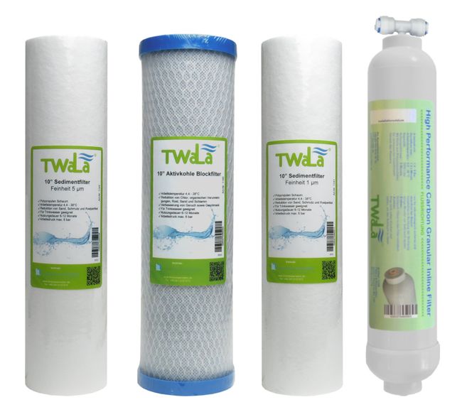 TWaLa 10 Filter Set 4-teilig Trinkwasser Filter für RO