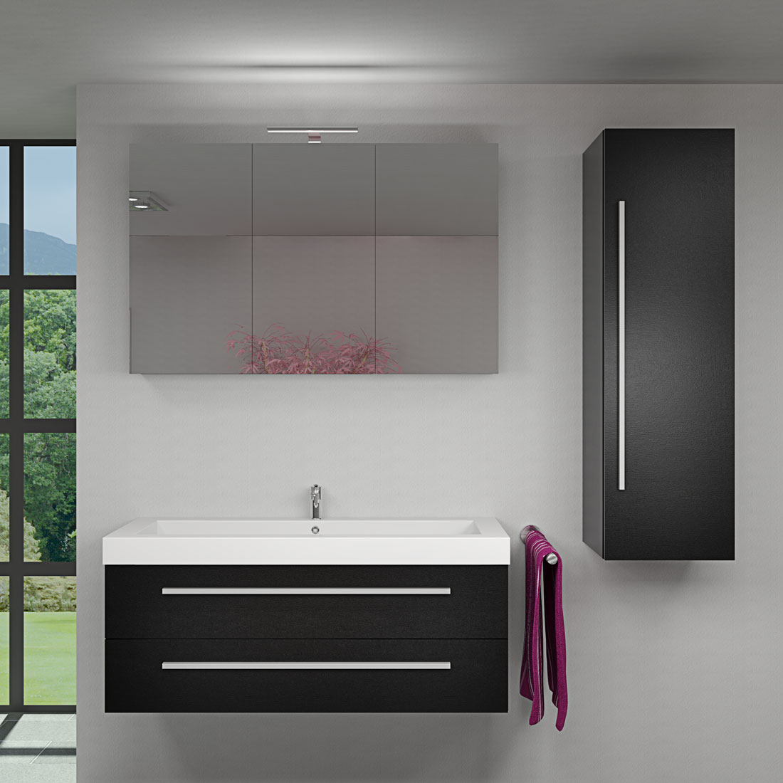 badmobel schwarz, badmöbel set city 101 v3 esche schwarz, badezimmermöbel, waschtisch, Design ideen