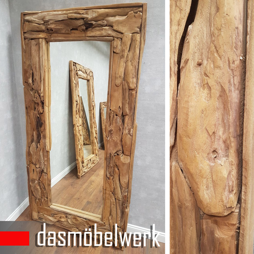dasmöbelwerk Teak Wurzelholz Wandspiegel Spiegel massiv Holz Vintage